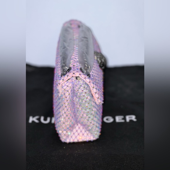 NWT Kurt Geiger London Mini Embellished Pink Rhinestone Fabric Crossbody Bag - Picture 2 of 8